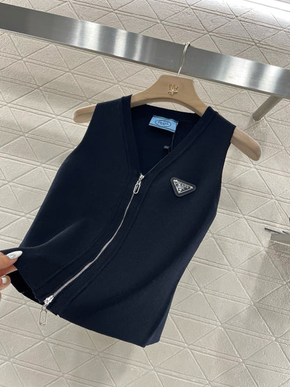 2025SS New Arrival Zipper Knit Vest