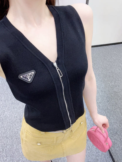 2025SS New Arrival Zipper Knit Vest
