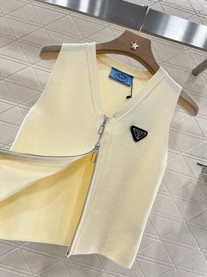 2025SS New Arrival Zipper Knit Vest