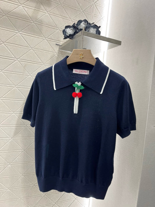 Valentin* New arrival Lapel polo cherry short sleeve