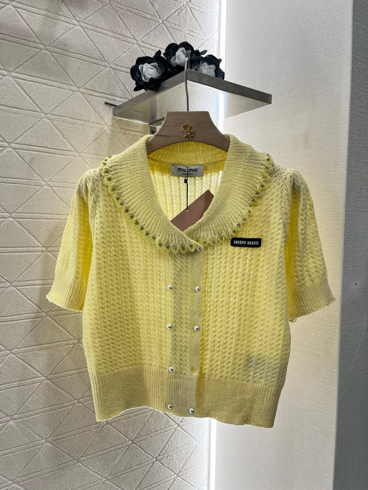 MI*MI*2025SS New Product Lapel Knitted Short Sleeve