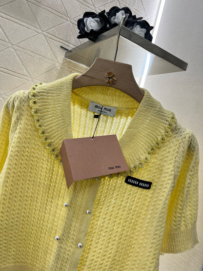 MI*MI*2025SS New Product Lapel Knitted Short Sleeve