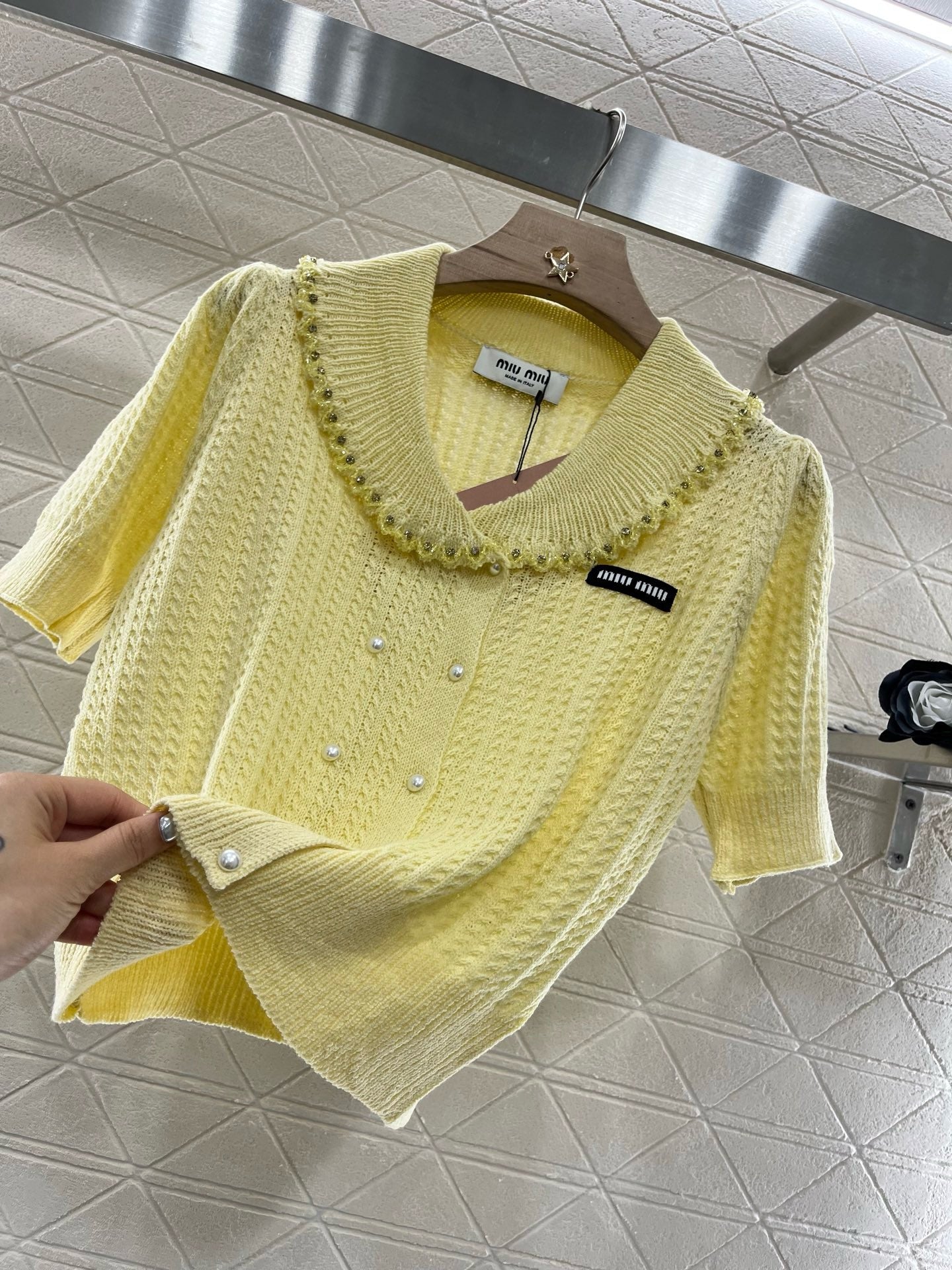 MI*MI*2025SS New Product Lapel Knitted Short Sleeve