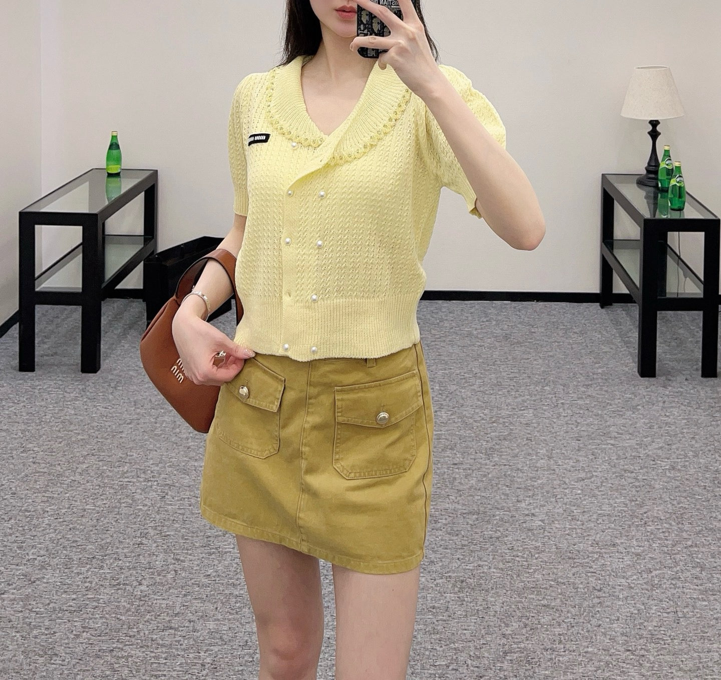 MI*MI*2025SS New Product Lapel Knitted Short Sleeve