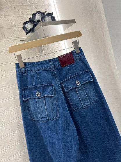 New Arrival Jacquard Stitching Denim Pants