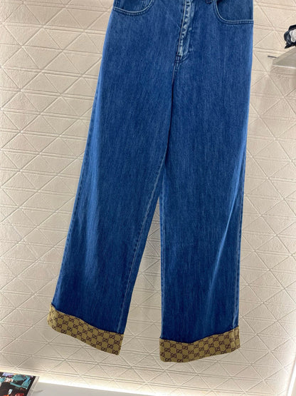 New Arrival Jacquard Stitching Denim Pants