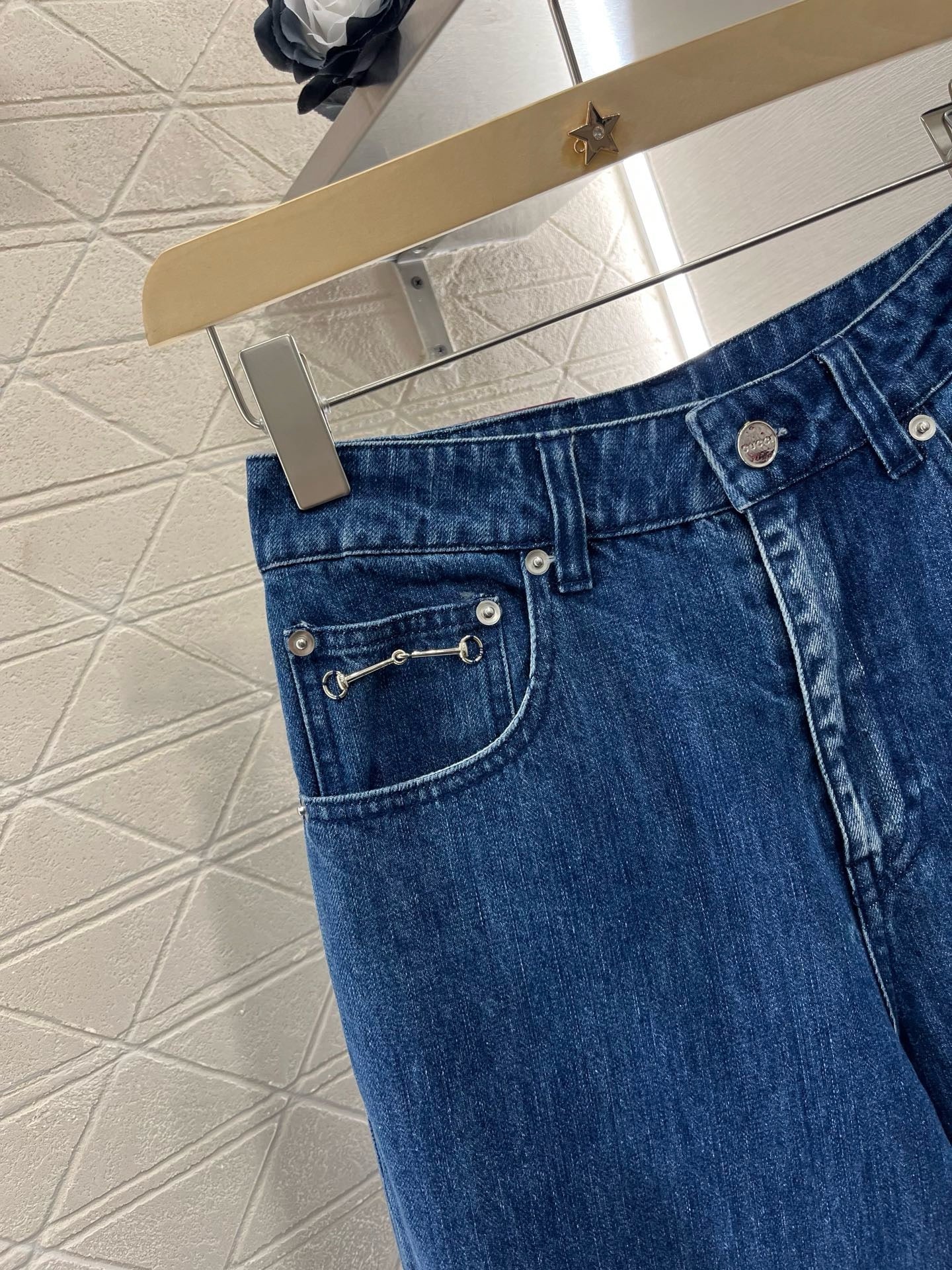 New Arrival Jacquard Stitching Denim Pants
