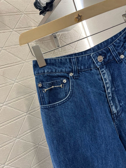 New Arrival Jacquard Stitching Denim Pants