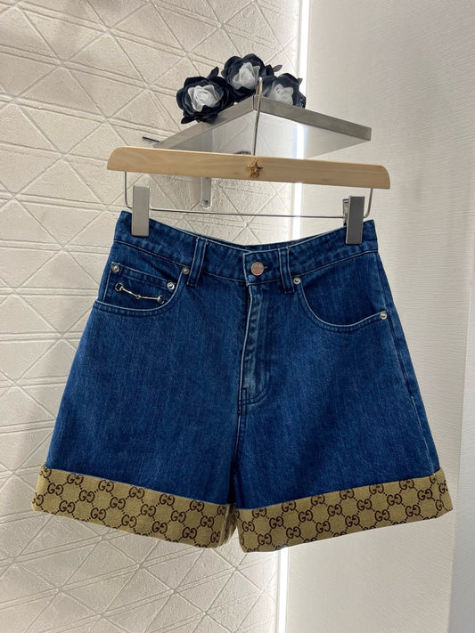 New Arrivals Jacquard Panel Denim Shorts