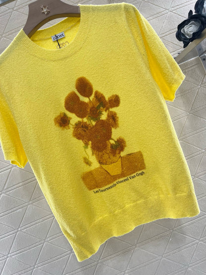 New Artistic Van Gogh Knit Short Sleeve