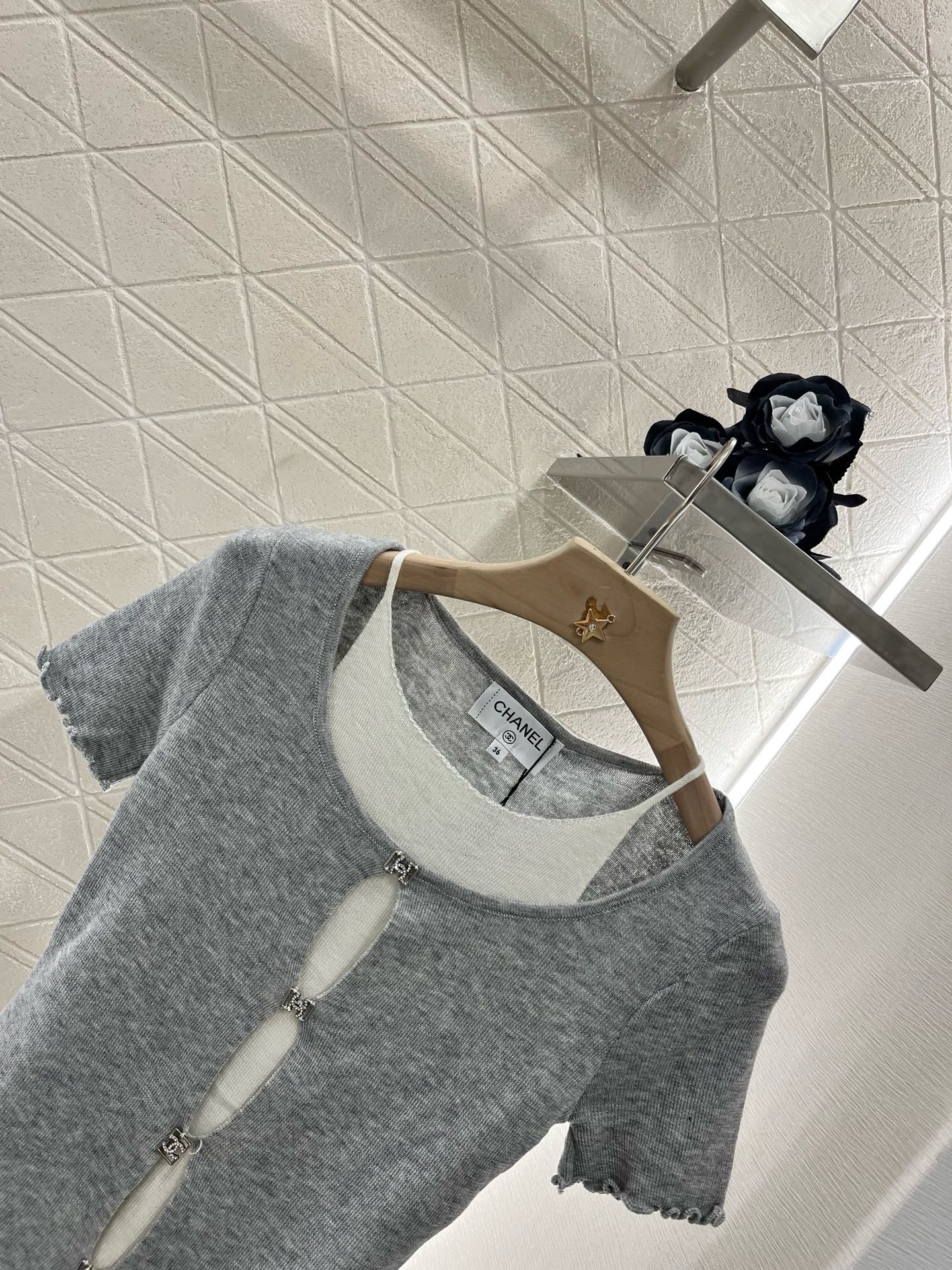 C* 2025SS New Two-piece Hollow Knit Short Sleeves