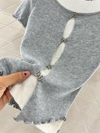 C* 2025SS New Two-piece Hollow Knit Short Sleeves