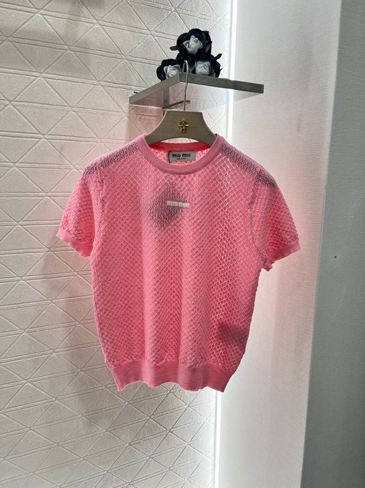 MI*MI*New Arrival Hollow Knit Short Sleeves