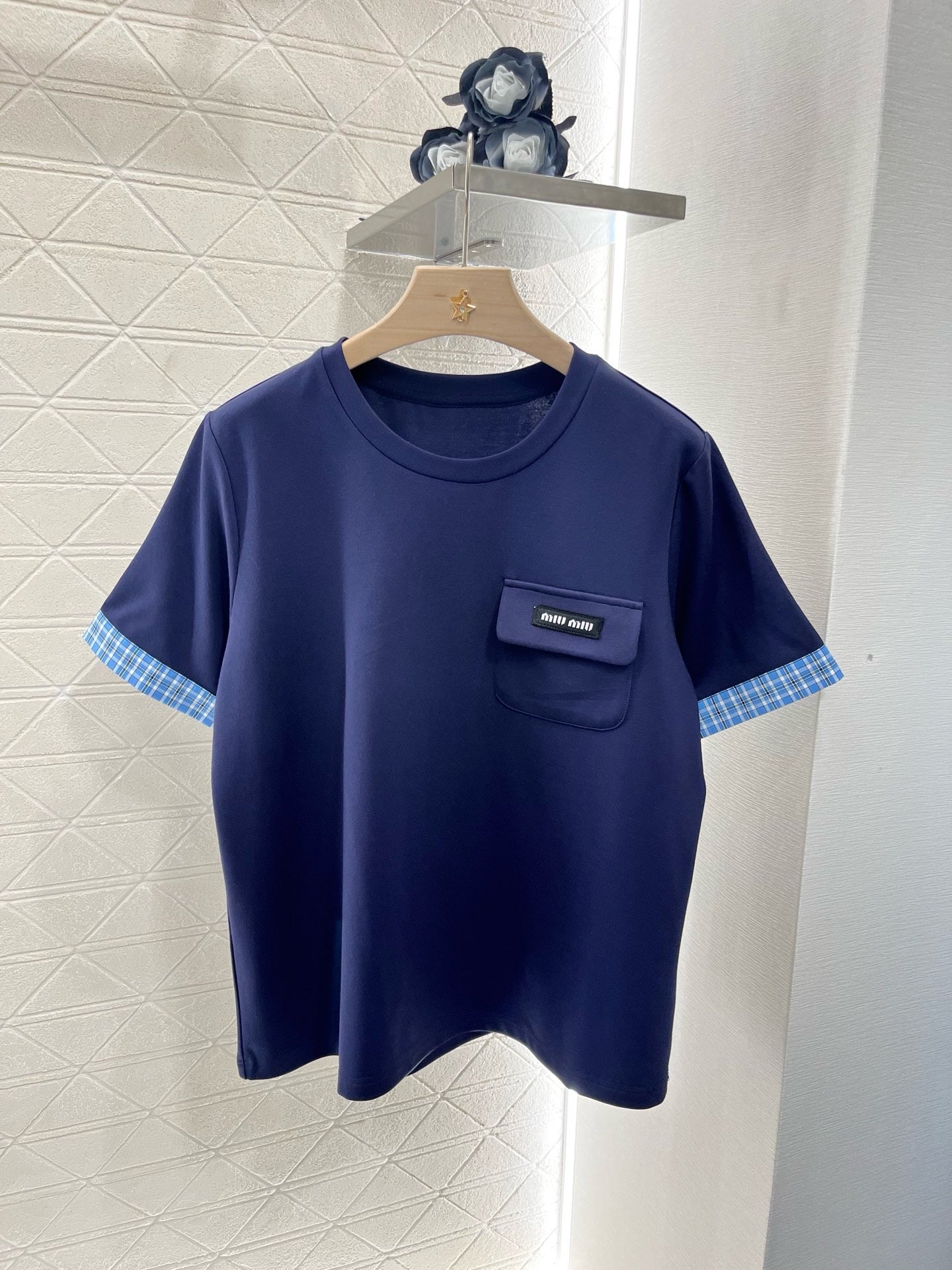 MI*MI*2025SS New Style Plaid Stitching Cotton Material