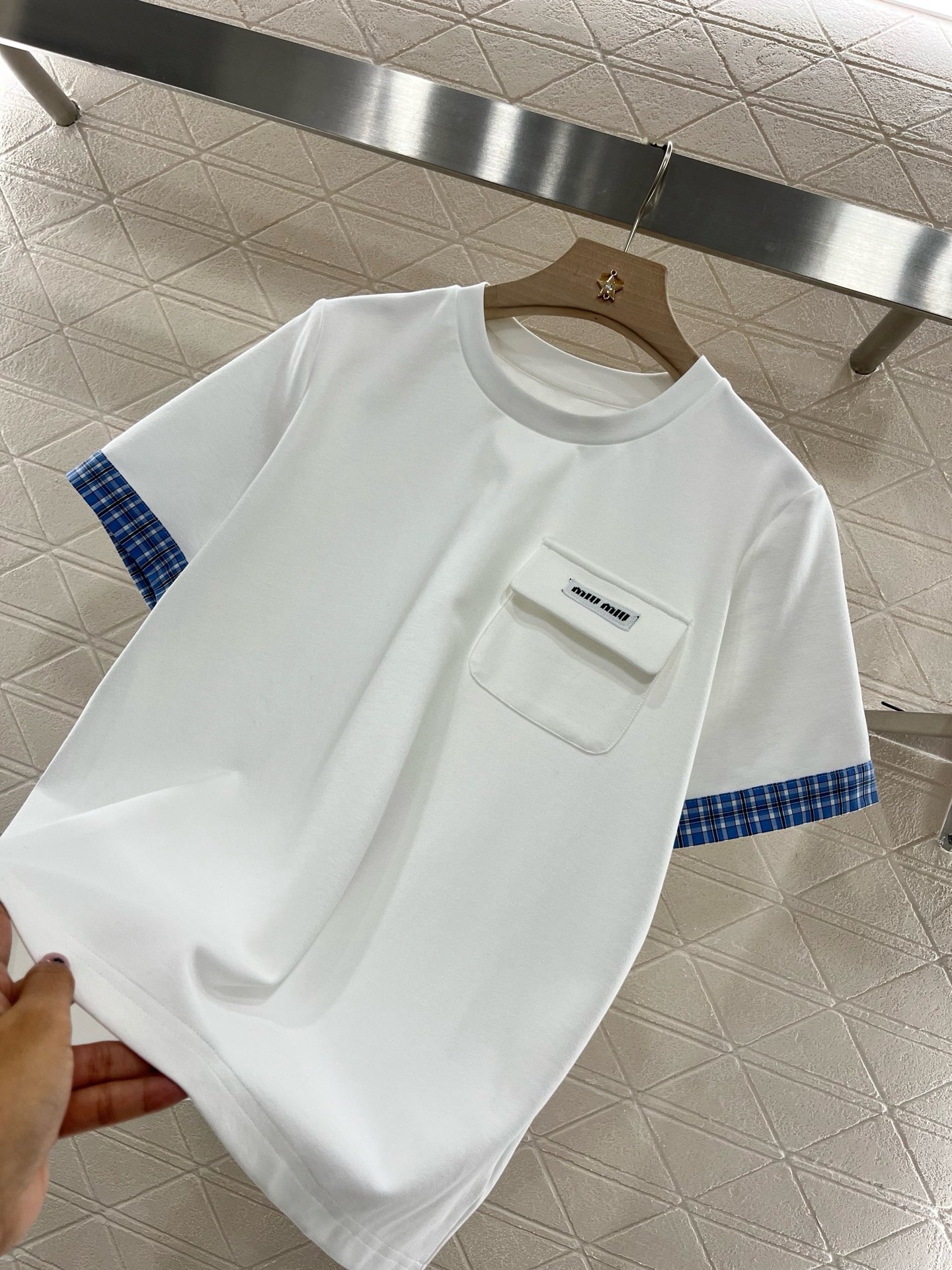 MI*MI*2025SS New Style Plaid Stitching Cotton Material