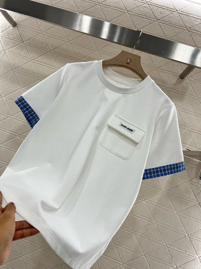 MI*MI*2025SS New Style Plaid Stitching Cotton Material