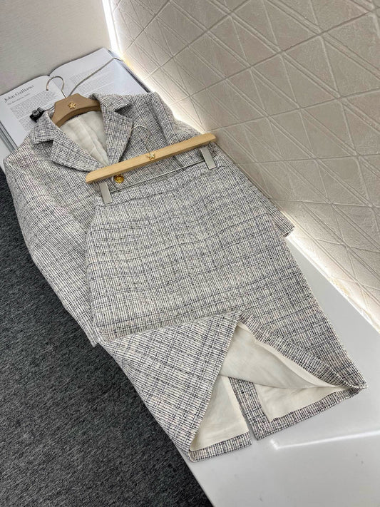 celi**2025ss New arrival Lapel midi skirt suit
