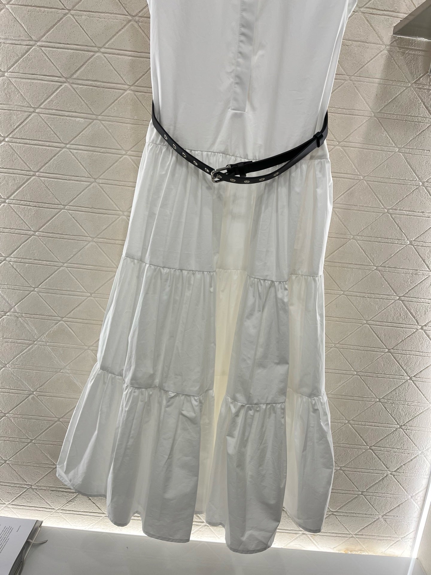 M* New Arrival Stand Collar Sleeveless Belt Dress Set