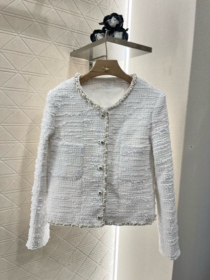 C*2025 new product pearl coat white wool material