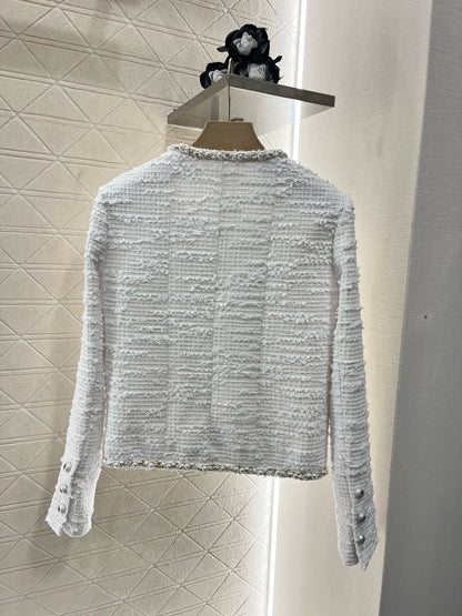 C*2025 new product pearl coat white wool material