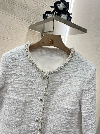 C*2025 new product pearl coat white wool material