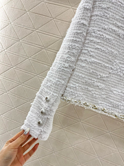 C*2025 new product pearl coat white wool material