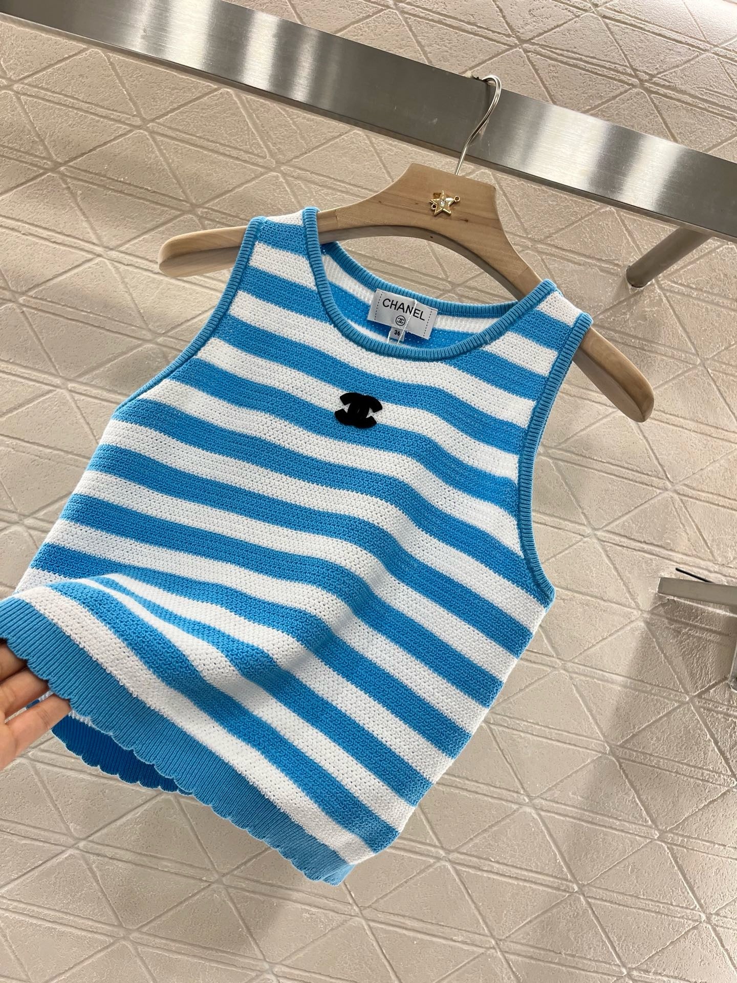 C* New Striped Knit Vest Wool
