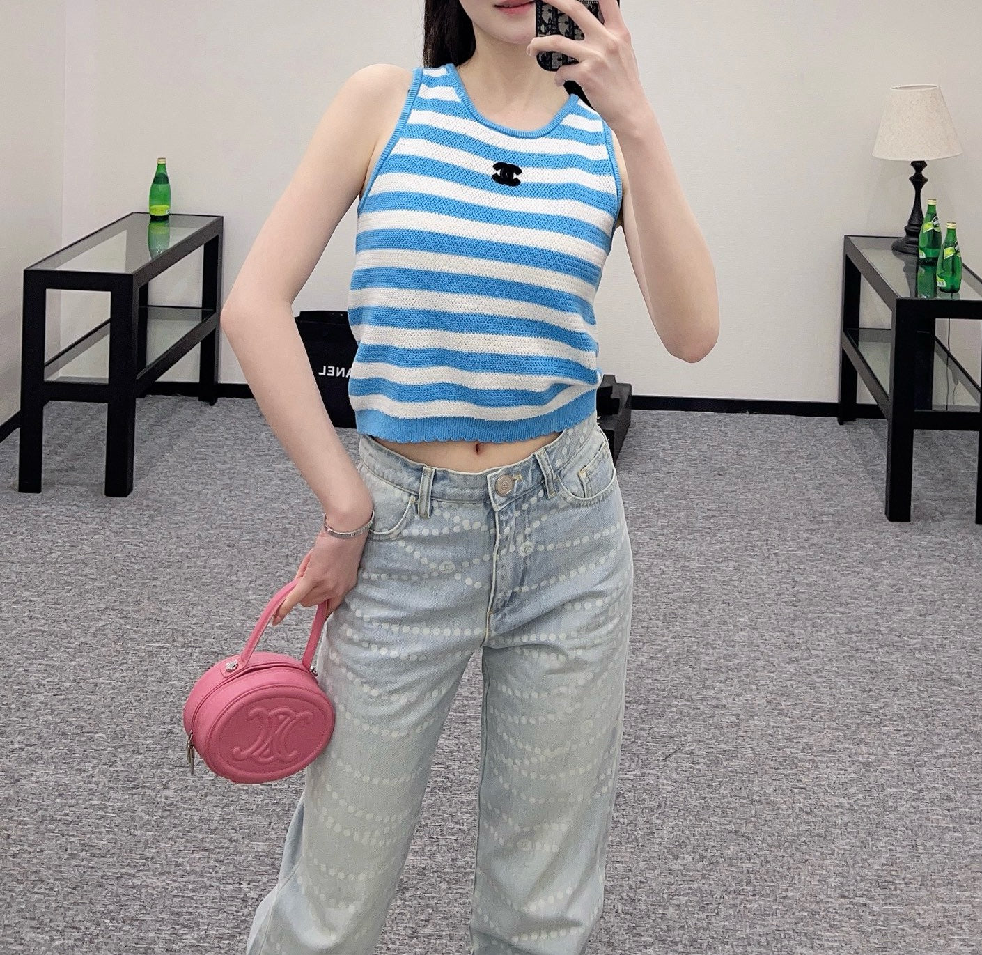 C* New Striped Knit Vest Wool