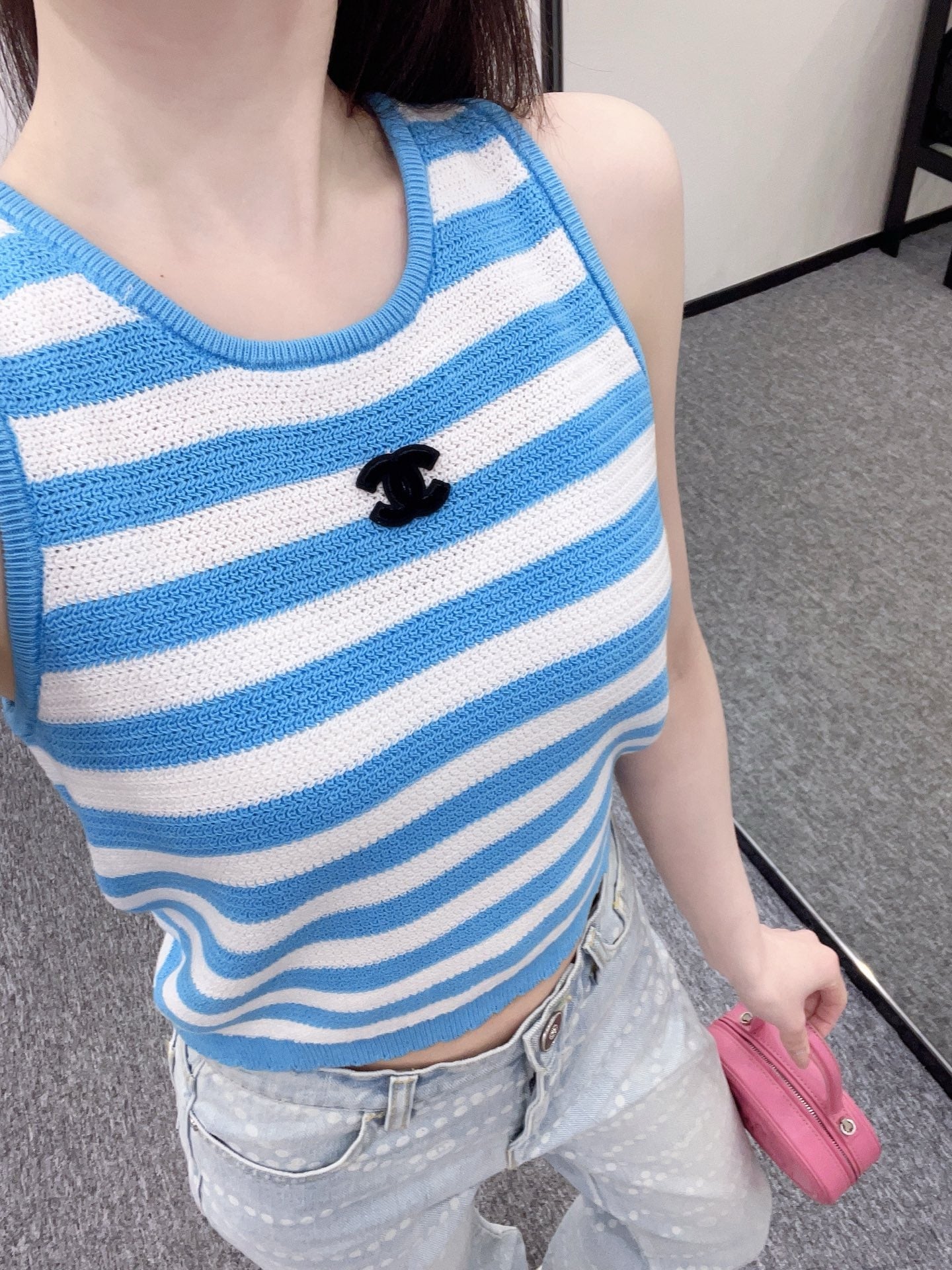 C* New Striped Knit Vest Wool