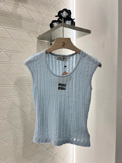 MI*MI*2025ss New Arrival Hollow Lace Knitted Vest