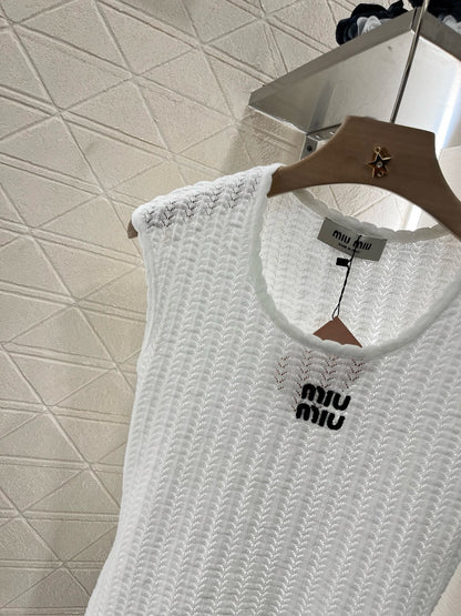 MI*MI*2025ss New Arrival Hollow Lace Knitted Vest
