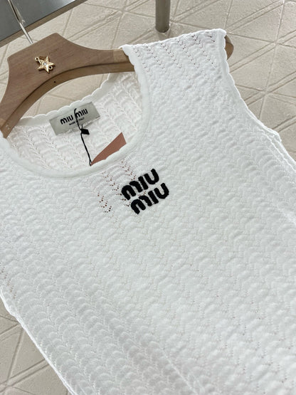 MI*MI*2025ss New Arrival Hollow Lace Knitted Vest