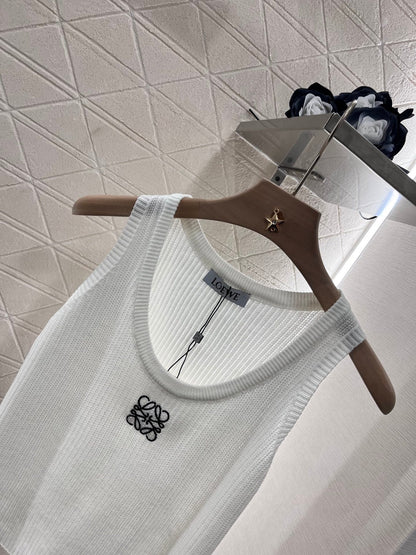 2025ss new knitted white vest