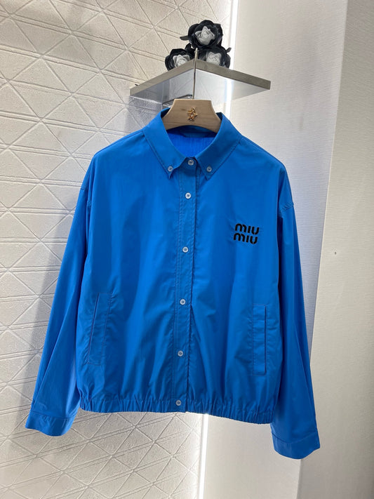 MI*MI*2025ss new product lapel loose shirt blue
