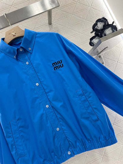MI*MI*2025ss new product lapel loose shirt blue