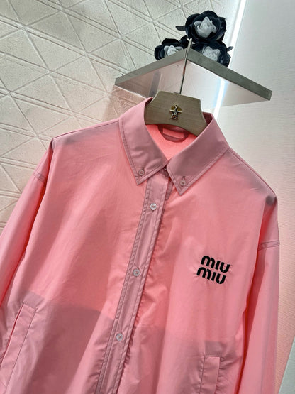 MI*MI*2025ss New Product Lapel Loose Shirt Pink