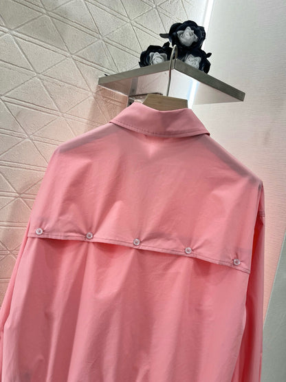 MI*MI*2025ss New Product Lapel Loose Shirt Pink