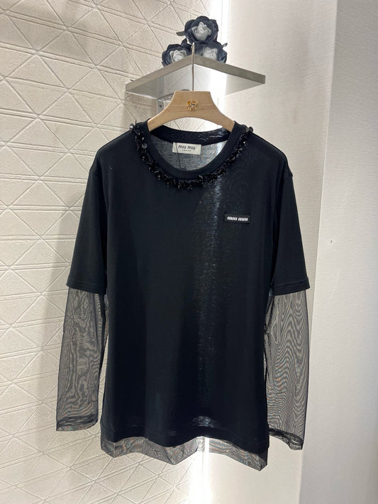 MI*MI*2025ss new product two-piece sequined beaded sunscreen long sleeves