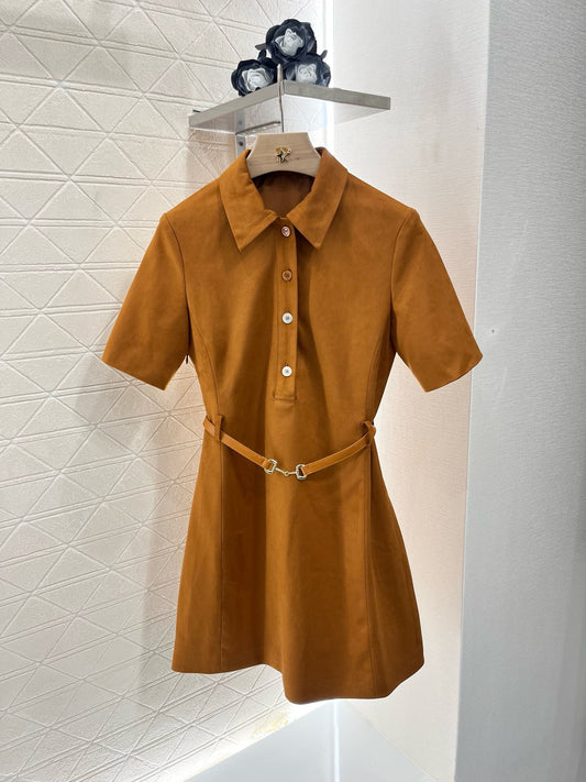 New Style Belted Lapel Dress