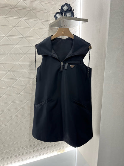 New Lapel Hooded Tank Dress