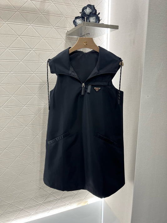 New Lapel Hooded Tank Dress