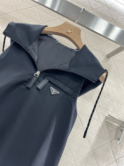 New Lapel Hooded Tank Dress