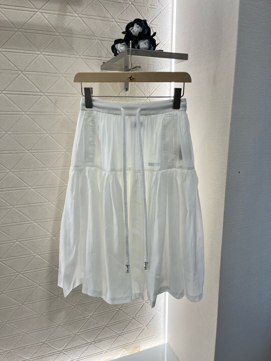 New Arrival Drawstring White Skirt