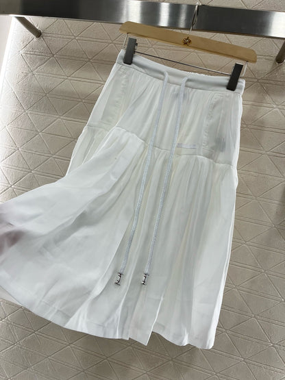 New Arrival Drawstring White Skirt