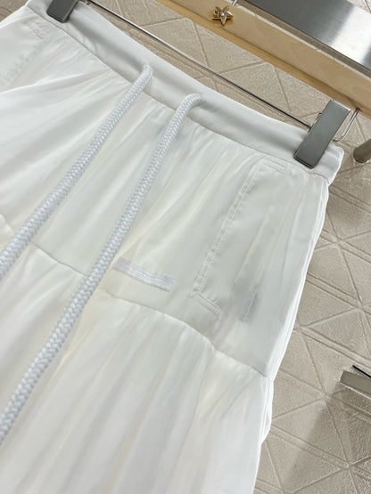 New Arrival Drawstring White Skirt