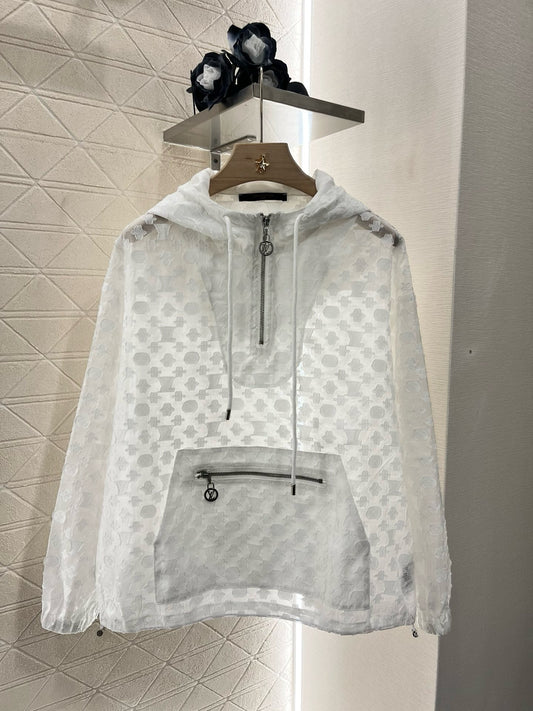 2025SS New Jacquard Hooded White Suit