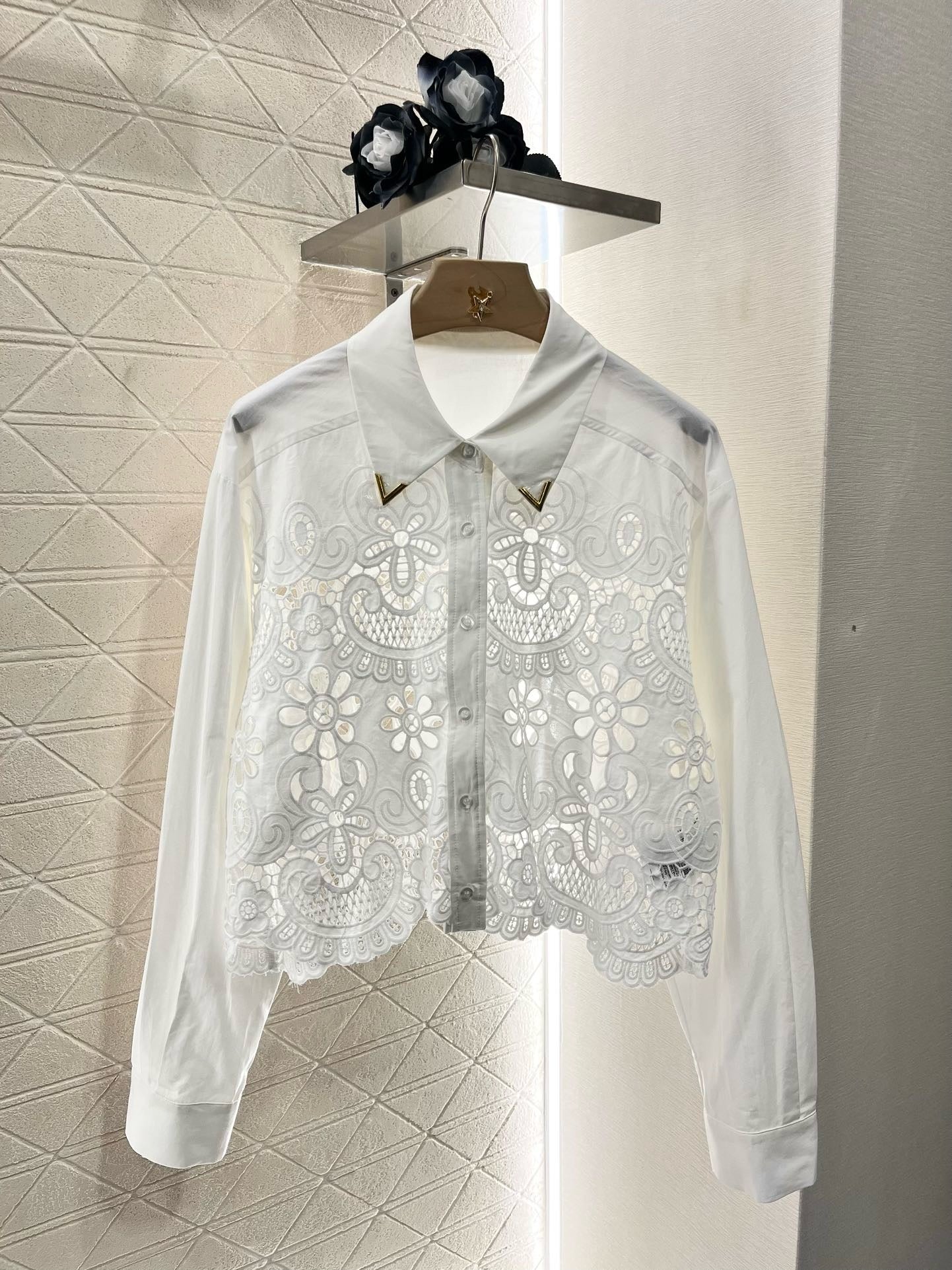 2025SS new hollow lace white suit