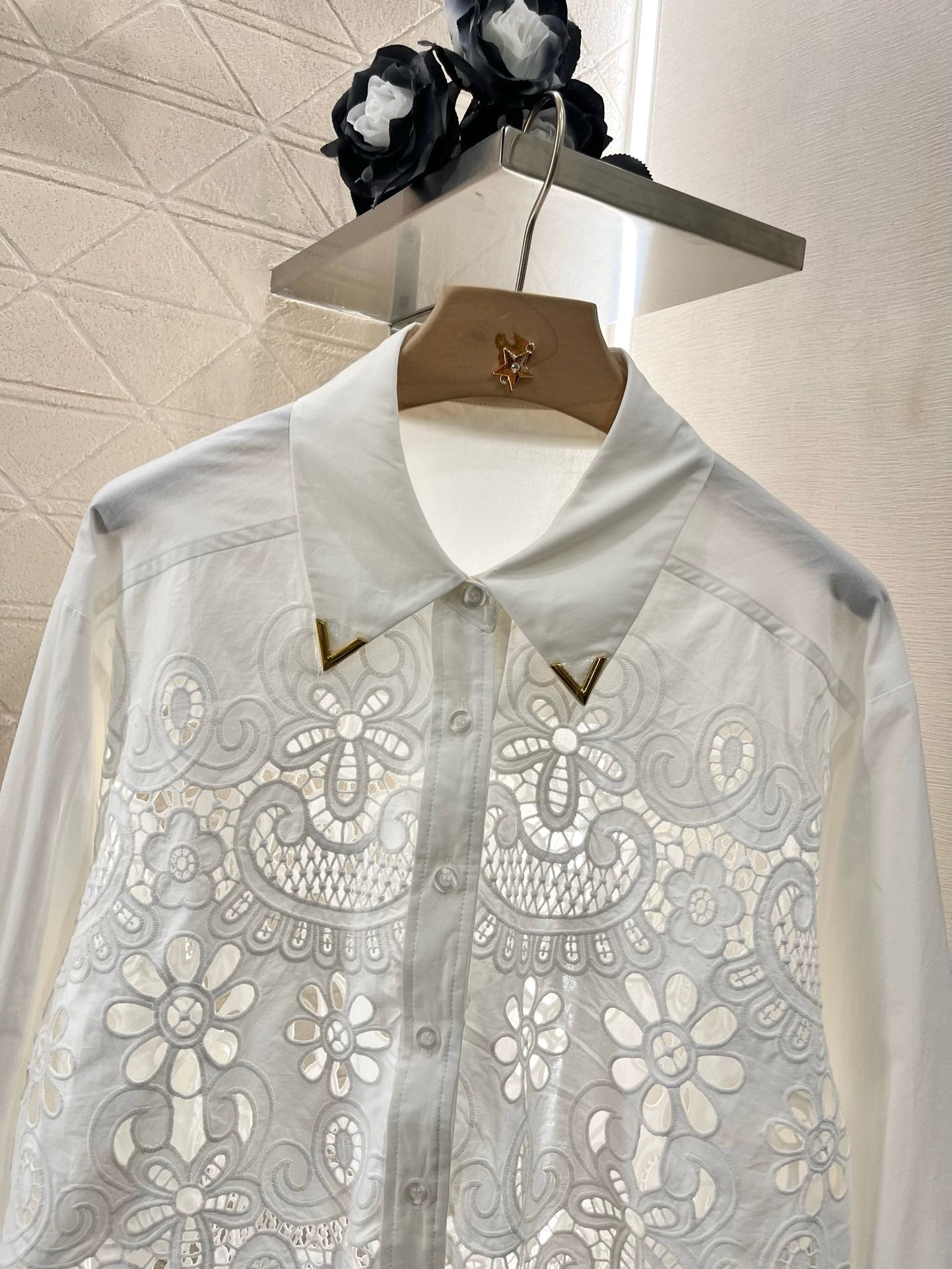 2025SS new hollow lace white suit