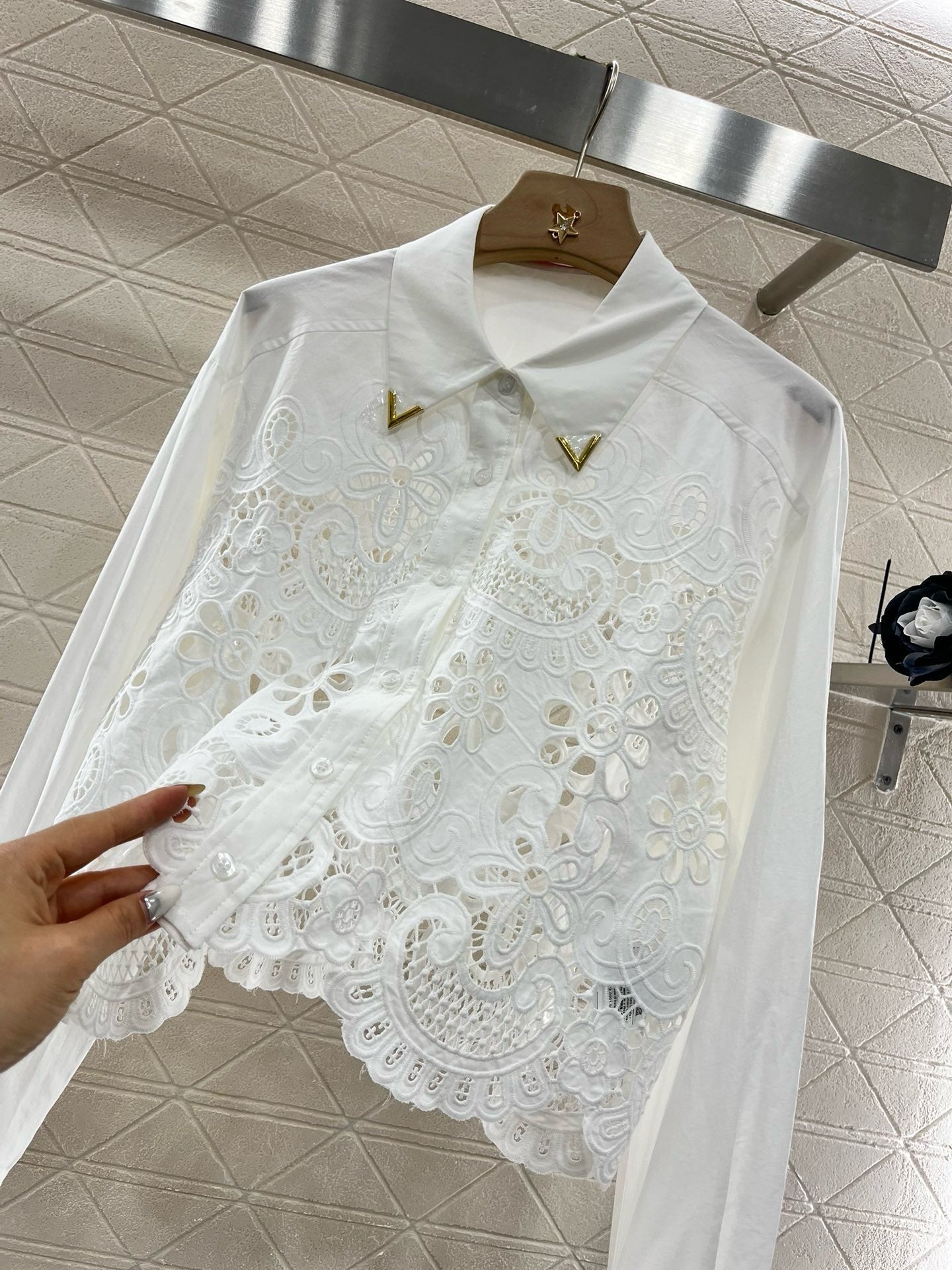 2025SS new hollow lace white suit
