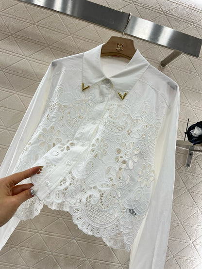 2025SS new hollow lace white suit
